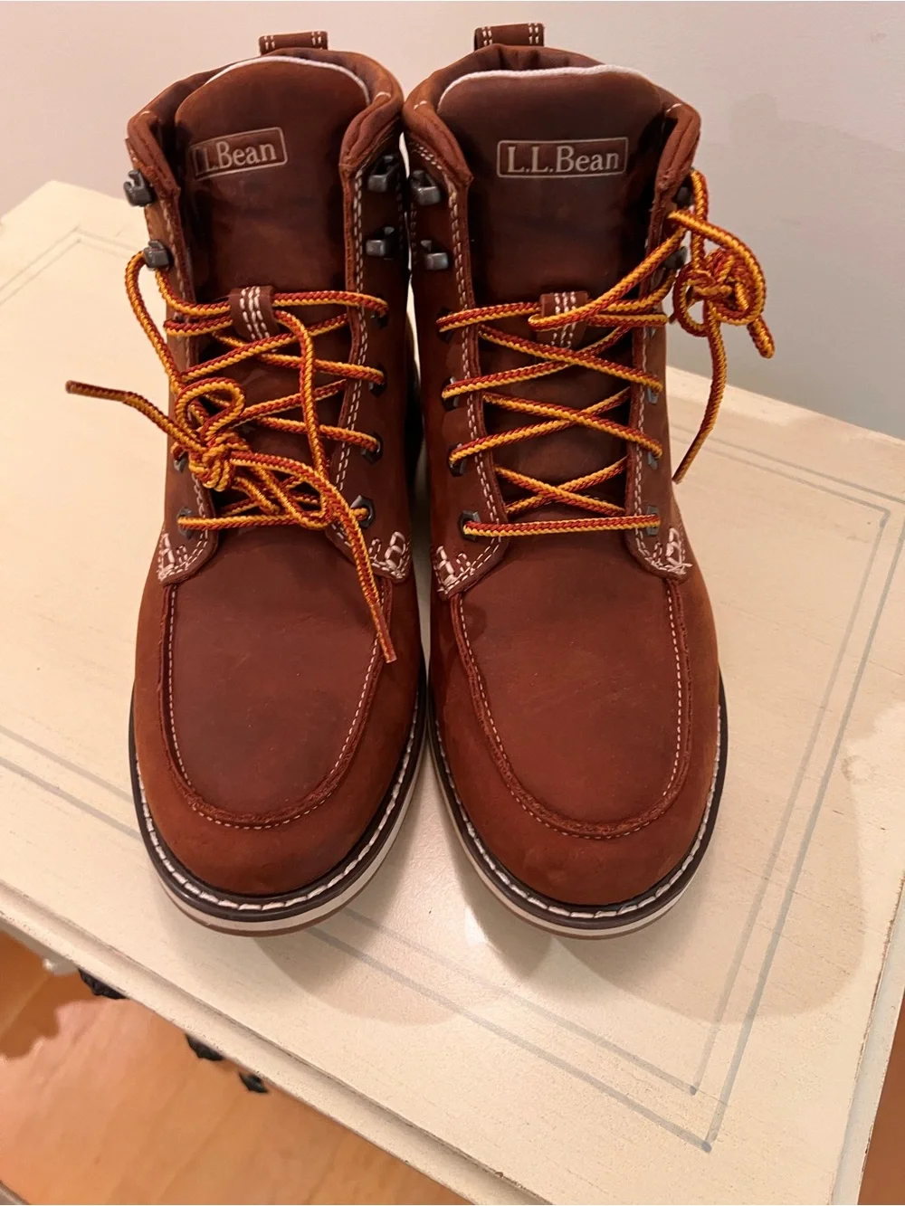L.L. Bean Chestnut Brown Leather Lace-Up Work Boots